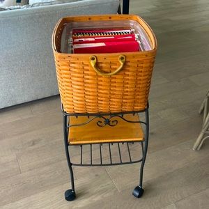 Longaberger File / Laundry Basket and stand.